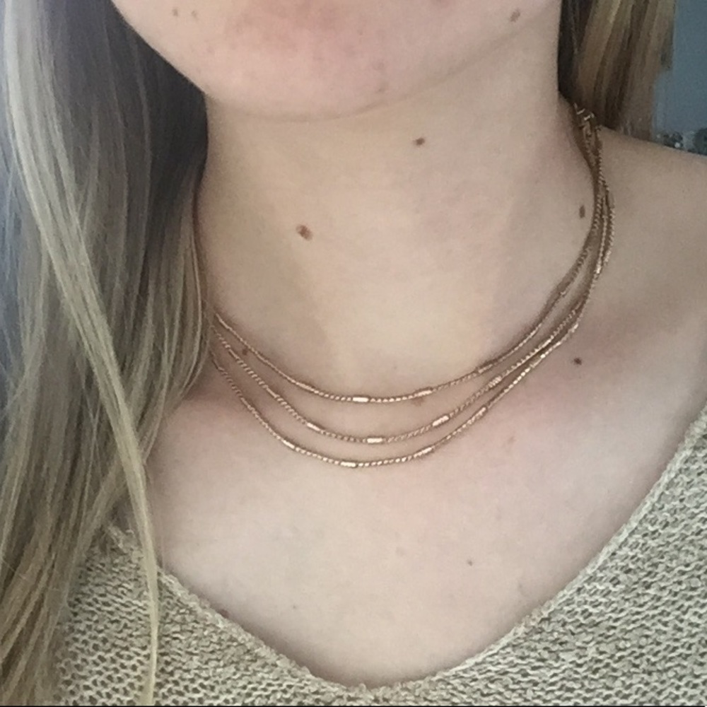 Gold layered chain choker necklace